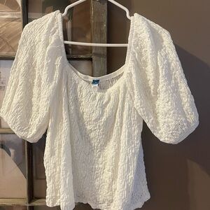 Old Navy White Textured Blouse